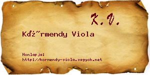 Körmendy Viola névjegykártya